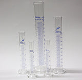 Messzylinder aus Boro 3.3 Glas mit blauer Markierung- Vol. 10/25/50/100/250ml