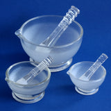 Mörser mit Pistille aus Glas für Laboratorien und Apotheke, Ø60mm , Ø75mm oder Ø120mm