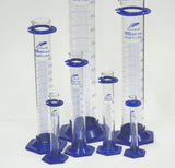 Messzylinder aus Boro 3.3 Glas mit Blau Basis 10/ 25/ 50/ 100/ 250/ 500/ 1000ml