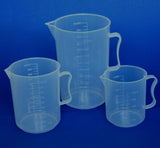 Meßbecher aus PP mit Skala-Ausguss-Henkel, Volumen 500ml, 1000ml oder 2000ml