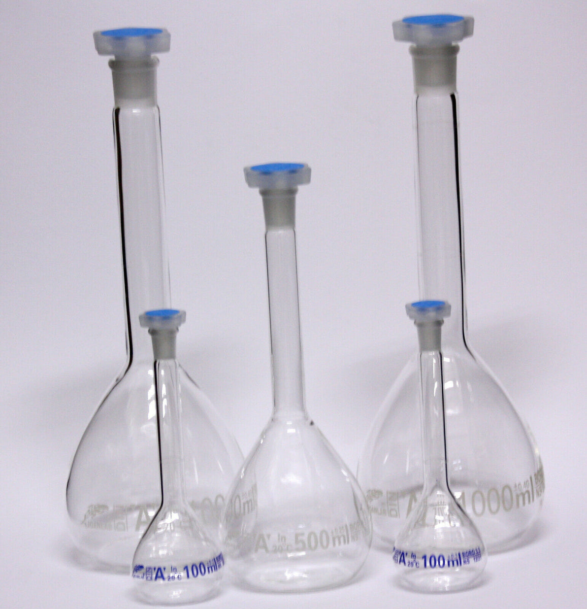 Fisherbrand Messkolben aus Borosilikatglas mit Stopfen, transparent, Klasse A:Ko Fisherbrand Messkolben aus Borosilikatglas mit Stopfen, transparent, Klasse A:Ko