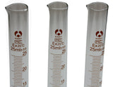 3-er Set Glaszylinder 25ml für Labor