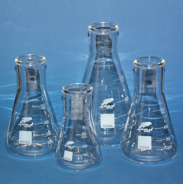 2er Set Erlenmeyerkolben – Dickes Glas, Weithals, Mit Silikonstopfen, Graduiert, 50-5000 Ml, Für Labor & Chemie