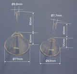 Glastrichter Größe Ø40,  Ø50, Ø60, Ø75, Ø100, Ø120mm, einzeln oder im Set