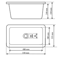 PP-Spülbecken für Labor KP3 verlängert 540x335xH240mm schwarz oder weiß