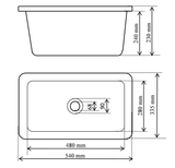 PP-Spülbecken für Labor KP3 verlängert 540x335xH240mm schwarz oder weiß