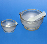 Mörser mit Pistille aus Glas für Laboratorien und Apotheke, Ø75mm oder Ø120mm