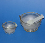 Mörser mit Pistille aus Glas für Laboratorien und Apotheke, Ø75mm oder Ø120mm